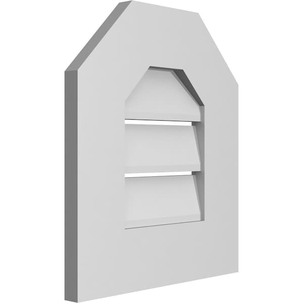Ekena Millwork Octagonal Top Surface Mount PVC Gable Vent: Functional, w/ 3-1/2"W x 1"P Standard Frame, 14"W x 16"H - GVPOT14X1601SF