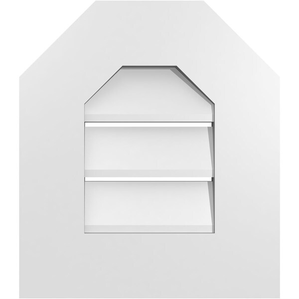 Ekena Millwork Octagonal Top Surface Mount PVC Gable Vent: Functional, w/ 3-1/2"W x 1"P Standard Frame, 14"W x 16"H - GVPOT14X1601SF