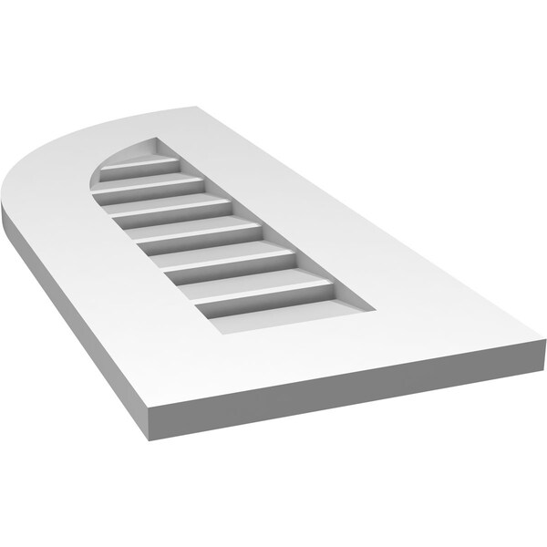 Ekena Millwork Quarter Round Top Left Surface Mount PVC Gable Vent w/ 3-1/2"W x 1"P Standard Frame, 12"W x 28"H - GVPQL12X2801SF