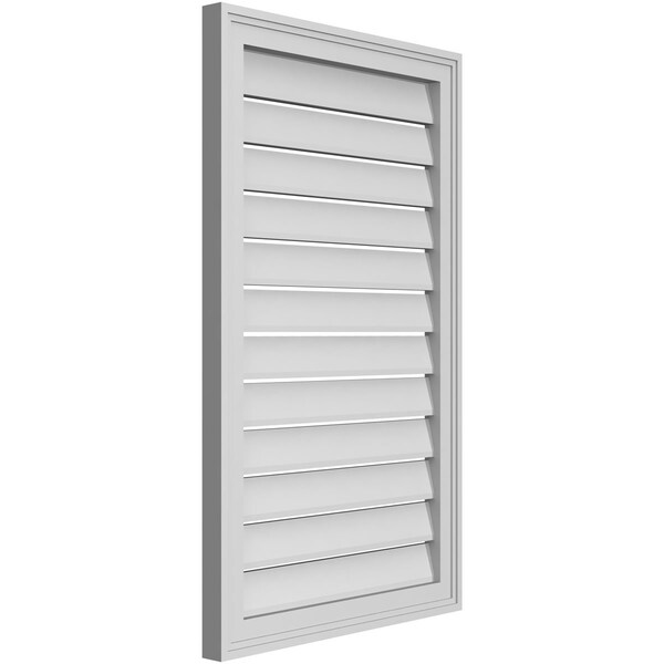Ekena Millwork Vertical Surface Mount PVC Gable Vent: Functional, w/ 2"W x 1-1/2"P Brickmould Frame, 22"W x 36"H - GVPVE22X3602SF