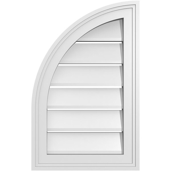 Ekena Millwork Quarter Round Top Left Surface Mount PVC Gable Vent w/ 2"W x 1-1/2"P Brickmould Frame, 14"W x 22"H - GVPQL14X2202SF