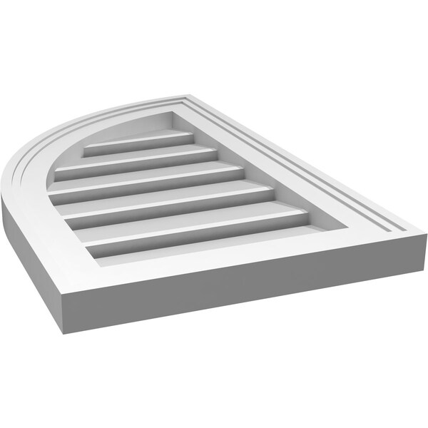 Ekena Millwork Quarter Round Top Left Surface Mount PVC Gable Vent w/ 2"W x 1-1/2"P Brickmould Frame, 14"W x 22"H - GVPQL14X2202SF