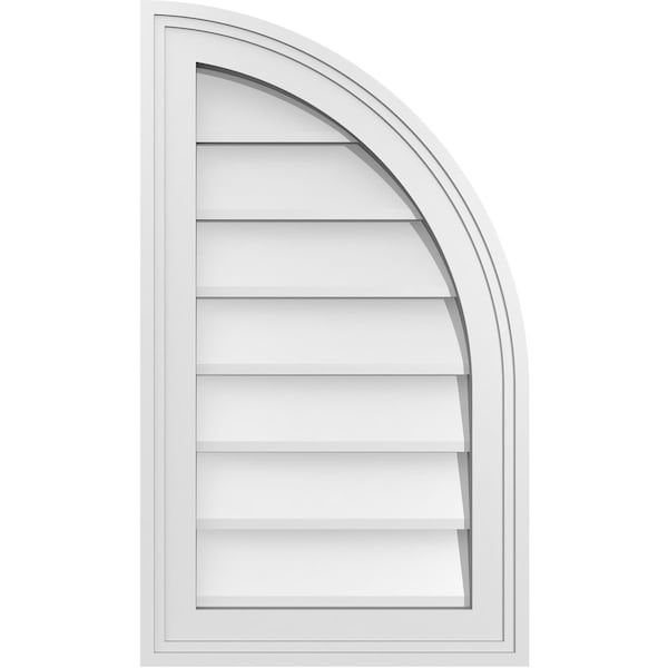 Ekena Millwork Quarter Round Top Right Surface Mount PVC Gable Vent w/ 2"W x 2"P Brickmould Sill Frame, 14"W x 24"H - GVPQR14X2403SN