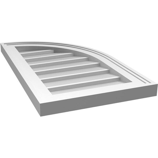 Ekena Millwork Quarter Round Top Right Surface Mount PVC Gable Vent w/ 2"W x 2"P Brickmould Sill Frame, 14"W x 24"H - GVPQR14X2403SN