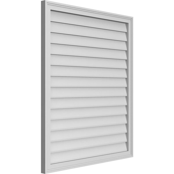Ekena Millwork Vertical Surface Mount PVC Gable Vnt: Non-Functional, w/2"W x 1-1/2"H, Brickmould Frame, 36"W x 42"H - GVPVE36X4202SN