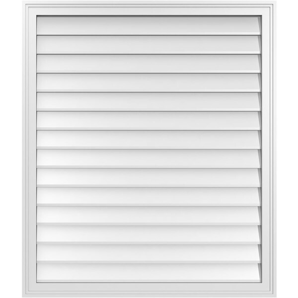 Ekena Millwork Vertical Surface Mount PVC Gable Vnt: Non-Functional, w/2"W x 1-1/2"H, Brickmould Frame, 36"W x 42"H - GVPVE36X4202SN