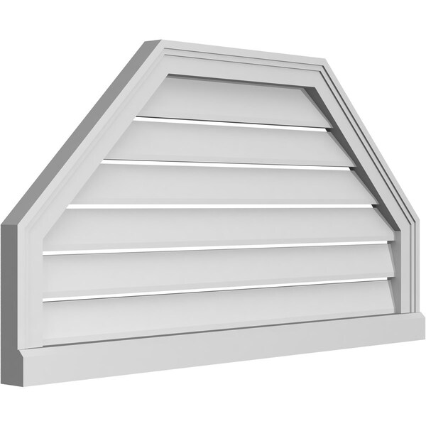 Ekena Millwork Octagonal Top Surface Mount PVC Gable Vent w/ 2"W x 2"P Brickmould Sill Frame, 38"W x 20"H - GVPOT38X2003SF