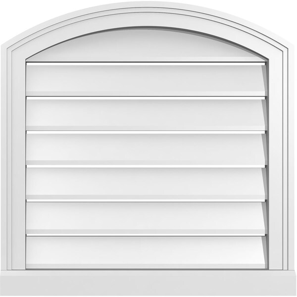 Ekena Millwork Arch Top Surface Mount PVC Gable Vent w/ 2"W x 2"P Brickmould Sill Frame, 22"W x 42"H - GVPAR22X4203SN