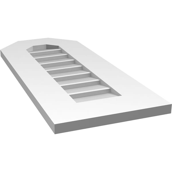 Ekena Millwork Octagonal Top Surface Mount PVC Gable Vent w/ 3-1/2"W x 1"P Standard Frame, 12"W x 28"H - GVPOT12X2801SN