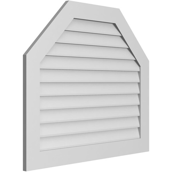Ekena Millwork Octagonal Top Surface Mount PVC Gable Vent w/ 3-1/2"W x 1"P Standard Frame, 40"W x 34"H - GVPOT40X3401SN