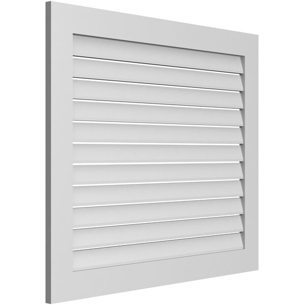 Ekena Millwork Vertical Surface Mount PVC Gable Vent: Functional, w/ 3-1/2"W x 1"P Standard Frame, 42"W x 36"H - GVPVE42X3601SF