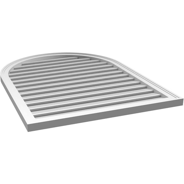 Ekena Millwork Round Top Surface Mount PVC Gable Vent: Functional, w/ 2"W x 1-1/2"P Brickmould Frame, 32"W x 42"H - GVPRT32X4202SF