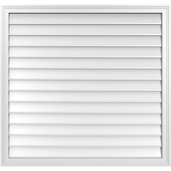 Ekena Millwork Vertical Surface Mount PVC Gable Vnt: Non-Functional, w/2"W x 1-1/2"H, Brickmould Frame, 42"W x 40"H - GVPVE42X4002SN