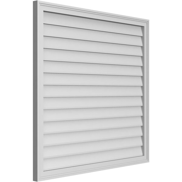 Ekena Millwork Vertical Surface Mount PVC Gable Vnt: Non-Functional, w/2"W x 1-1/2"H, Brickmould Frame, 42"W x 40"H - GVPVE42X4002SN