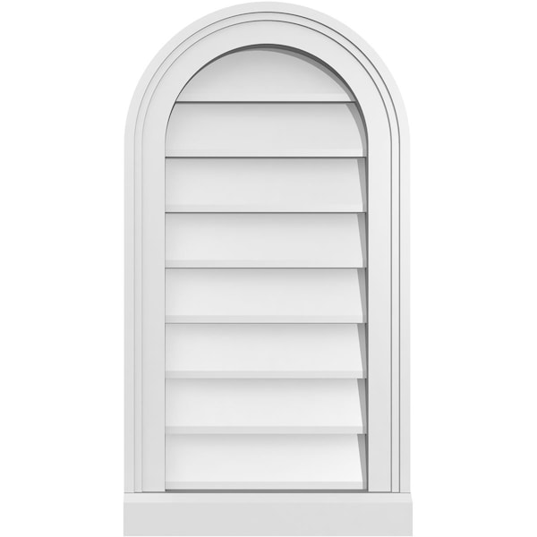 Ekena Millwork Round Top Surface Mount PVC Gable Vent w/ 2"W x 2"P Brickmould Sill Frame, 14"W x 26"H - GVPRT14X2603SN