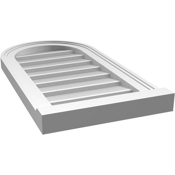 Ekena Millwork Round Top Surface Mount PVC Gable Vent w/ 2"W x 2"P Brickmould Sill Frame, 14"W x 26"H - GVPRT14X2603SN