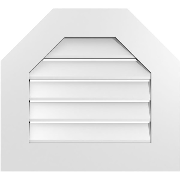 Ekena Millwork Octagonal Top Surface Mount PVC Gable Vent: Functional, w/ 3-1/2"W x 1"P Standard Frame, 22"W x 20"H - GVPOT22X2001SF