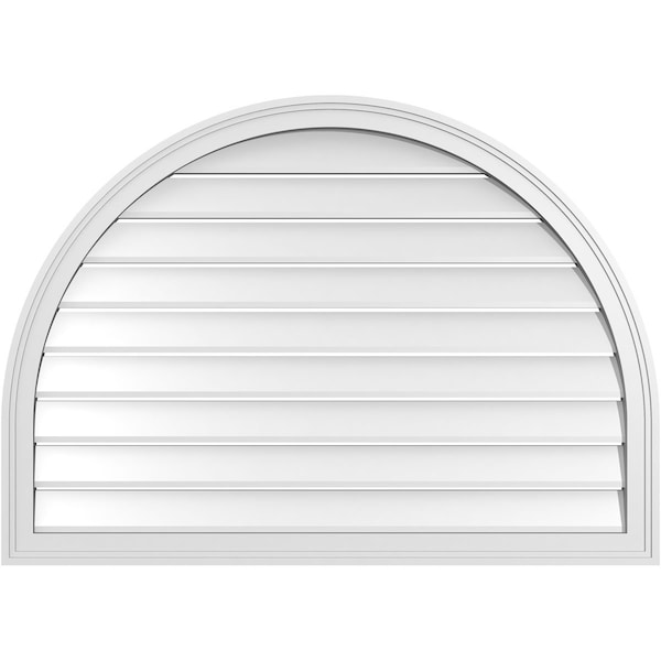 Ekena Millwork Round Top Surface Mount PVC Gable Vent: Functional, w/ 2"W x 1-1/2"P Brickmould Frame, 42"W x 30"H - GVPRT42X3002SF