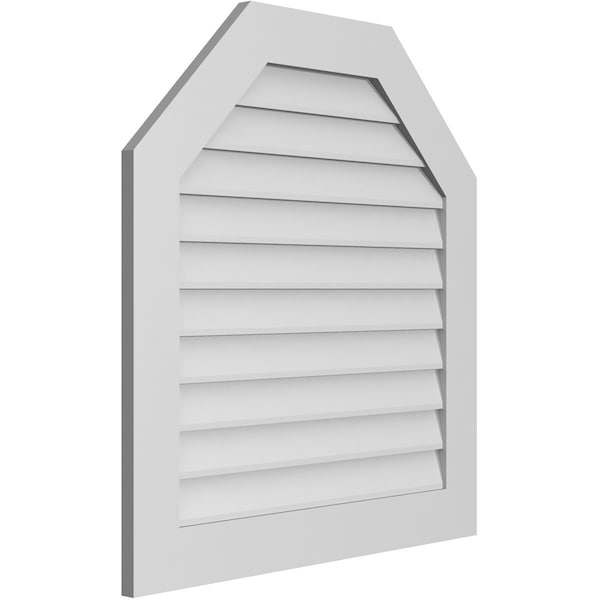 Ekena Millwork Octagonal Top Surface Mount PVC Gable Vent w/ 3-1/2"W x 1"P Standard Frame, 32"W x 34"H - GVPOT32X3401SN