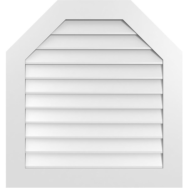 Ekena Millwork Octagonal Top Surface Mount PVC Gable Vent w/ 3-1/2"W x 1"P Standard Frame, 32"W x 34"H - GVPOT32X3401SN