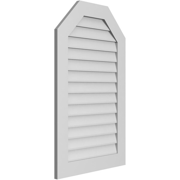 Ekena Millwork Octagonal Top Surface Mount PVC Gable Vent w/ 3-1/2"W x 1"P Standard Frame, 26"W x 42"H - GVPOT26X4201SN