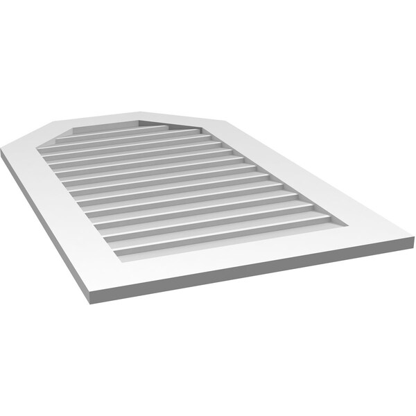 Ekena Millwork Octagonal Top Surface Mount PVC Gable Vent w/ 3-1/2"W x 1"P Standard Frame, 26"W x 42"H - GVPOT26X4201SN