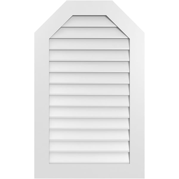 Ekena Millwork Octagonal Top Surface Mount PVC Gable Vent w/ 3-1/2"W x 1"P Standard Frame, 26"W x 42"H - GVPOT26X4201SN