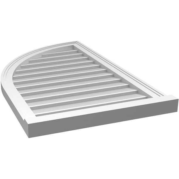 Ekena Millwork Quarter Round Top Left Surface Mount PVC Gable Vent w/ 2"W x 2"P Brickmould Sill Frame, 22"W x 36"H - GVPQL22X3603SN