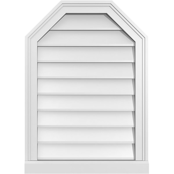 Ekena Millwork Octagonal Top Surface Mount PVC Gable Vent w/ 2"W x 2"P Brickmould Sill Frame, 20"W x 28"H - GVPOT20X2803SN