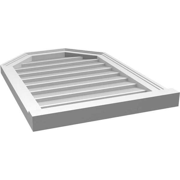 Ekena Millwork Octagonal Top Surface Mount PVC Gable Vent w/ 2"W x 2"P Brickmould Sill Frame, 20"W x 28"H - GVPOT20X2803SN