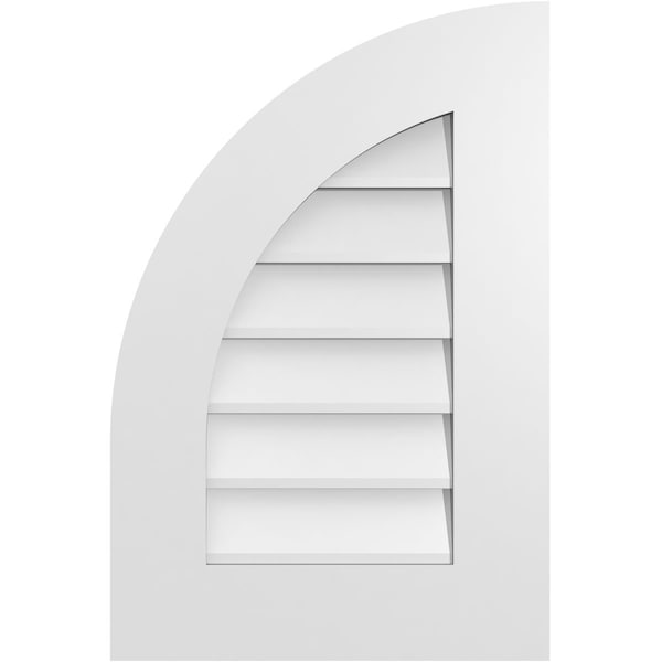 Ekena Millwork Quarter Round Top Left Surface Mount PVC Gable Vent w/ 3-1/2"W x 1"P Standard Frame, 16"W x 24"H - GVPQL16X2401SN