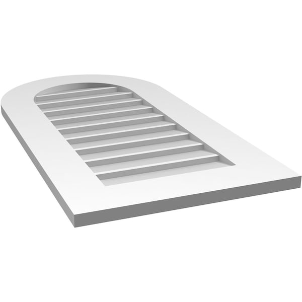 Ekena Millwork Round Top Surface Mount PVC Gable Vent: Non-Functional, w/ 3-1/2"W x 1"P Standard Frame, 18"W x 34"H - GVPRT18X3401SN