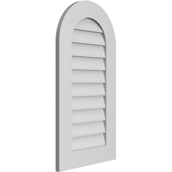 Ekena Millwork Round Top Surface Mount PVC Gable Vent: Non-Functional, w/ 3-1/2"W x 1"P Standard Frame, 18"W x 34"H - GVPRT18X3401SN