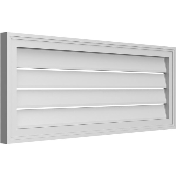 Ekena Millwork Vertical Surface Mount PVC Gable Vent: Functional, w/ 2"W x 1-1/2"P Brickmould Frame, 42"W x 16"H - GVPVE42X1602SF