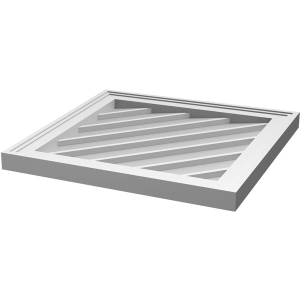 Ekena Millwork Diamond Surface Mount PVC Gable Vent: Functional, w/ 2"W x 1-1/2"P Brickmould Frame, 28"W x 28"H - GVPDI28X2802SF