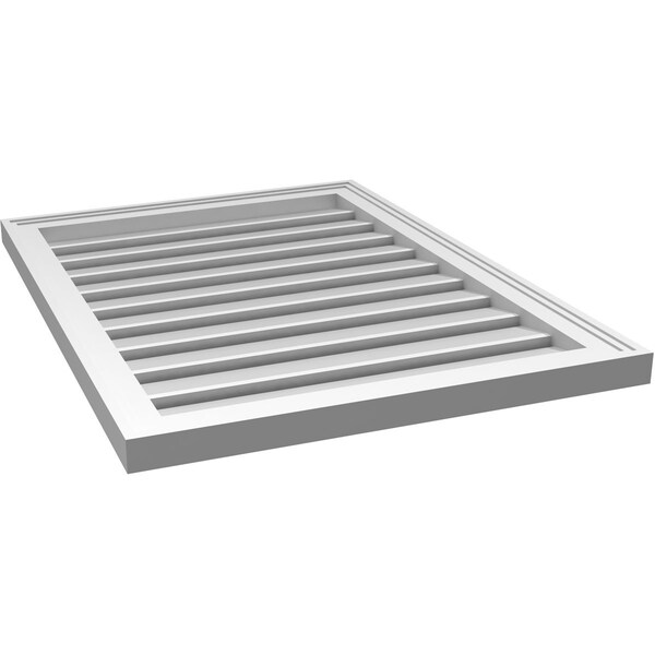 Ekena Millwork Vertical Surface Mount PVC Gable Vent: Functional, w/ 2"W x 1-1/2"P Brickmould Frame, 24"W x 32"H - GVPVE24X3202SF
