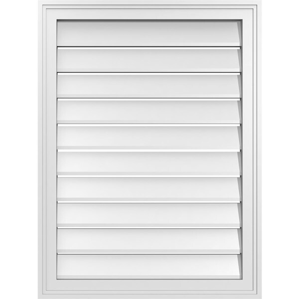 Ekena Millwork Vertical Surface Mount PVC Gable Vent: Functional, w/ 2"W x 1-1/2"P Brickmould Frame, 24"W x 32"H - GVPVE24X3202SF