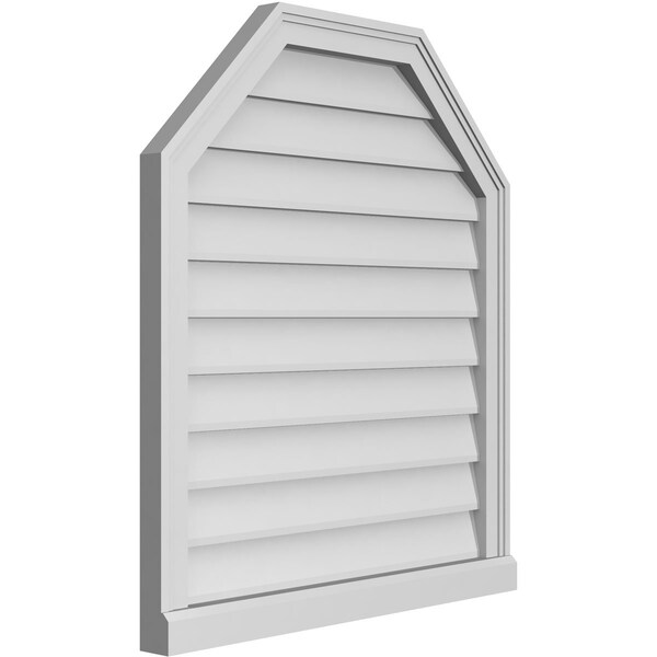 Ekena Millwork Octagonal Top Surface Mount PVC Gable Vent w/ 2"W x 2"P Brickmould Sill Frame, 28"W x 32"H - GVPOT28X3203SN