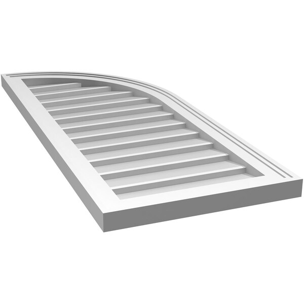Ekena Millwork Quarter Round Top Right Surface Mount PVC Gable Vent w/ 2"W x 1-1/2"P Brickmould Frame, 16"W x 38"H - GVPQR16X3802SN