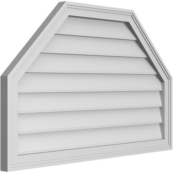 Ekena Millwork Octagonal Top Surface Mount PVC Gable Vent w/ 2"W x 1-1/2"P Brickmould Frame, 38"W x 24"H - GVPOT38X2402SN