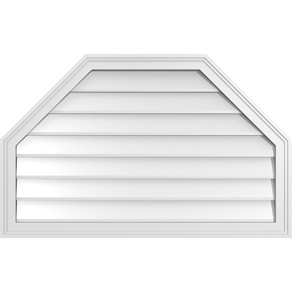 Ekena Millwork Octagonal Top Surface Mount PVC Gable Vent w/ 2"W x 1-1/2"P Brickmould Frame, 38"W x 24"H - GVPOT38X2402SN