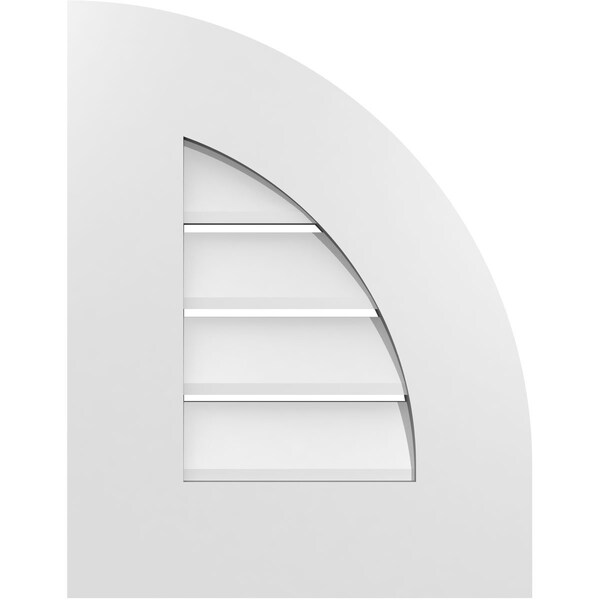 Ekena Millwork Quarter Round Top Right Surface Mount PVC Gable Vent w/ 3-1/2"W x 1"P Standard Frame, 14"W x 18"H - GVPQR14X1801SF