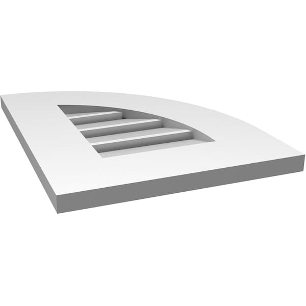 Ekena Millwork Quarter Round Top Right Surface Mount PVC Gable Vent w/ 3-1/2"W x 1"P Standard Frame, 14"W x 18"H - GVPQR14X1801SF