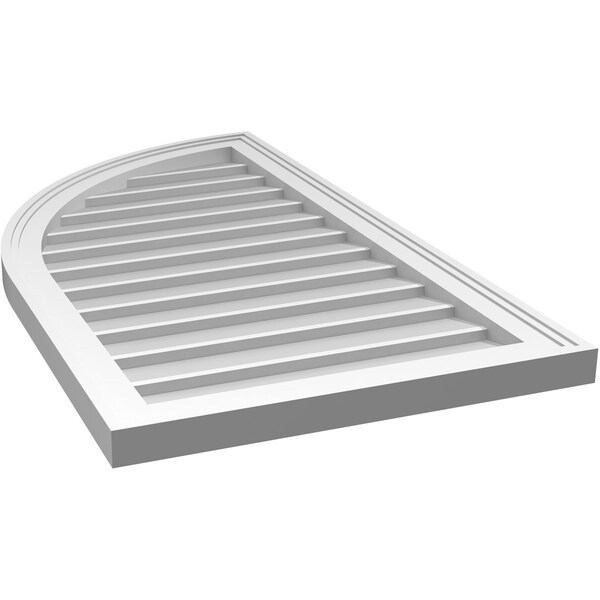 Ekena Millwork Quarter Round Top Left Surface Mount PVC Gable Vent w/ 2"W x 1-1/2"P Brickmould Frame, 20"W x 36"H - GVPQL20X3602SN