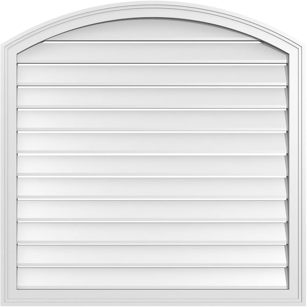 Ekena Millwork Arch Top Surface Mount PVC Gable Vent: Non-Functional, w/2"W x 1-1/2"P Brickmould Frame, 36"W x 42"H - GVPAR36X4202SN
