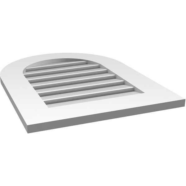 Ekena Millwork Round Top Surface Mount PVC Gable Vent: Functional, w/ 3-1/2"W x 1"P Standard Frame, 20"W x 26"H - GVPRT20X2601SF