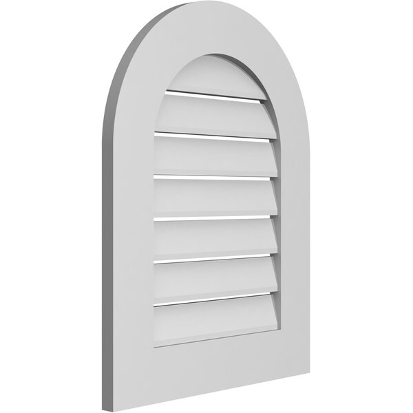Ekena Millwork Round Top Surface Mount PVC Gable Vent: Functional, w/ 3-1/2"W x 1"P Standard Frame, 20"W x 26"H - GVPRT20X2601SF