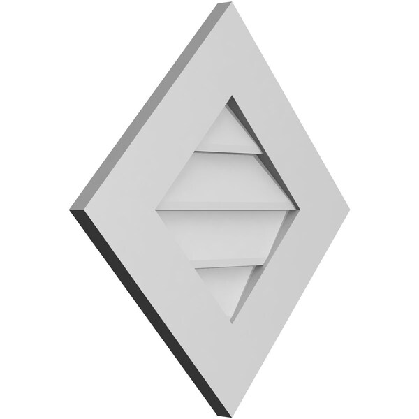 Ekena Millwork Diamond Surface Mount PVC Gable Vent: Functional, w/ 3-1/2"W x 1"P Standard Frame, 22"W x 22"H - GVPDI22X2201SF