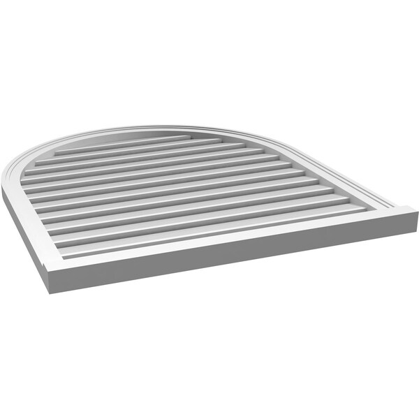 Ekena Millwork Round Top Surface Mount PVC Gable Vent: Functional, w/ 2"W x 2"P Brickmould Sill Frame, 34"W x 38"H - GVPRT34X3803SF