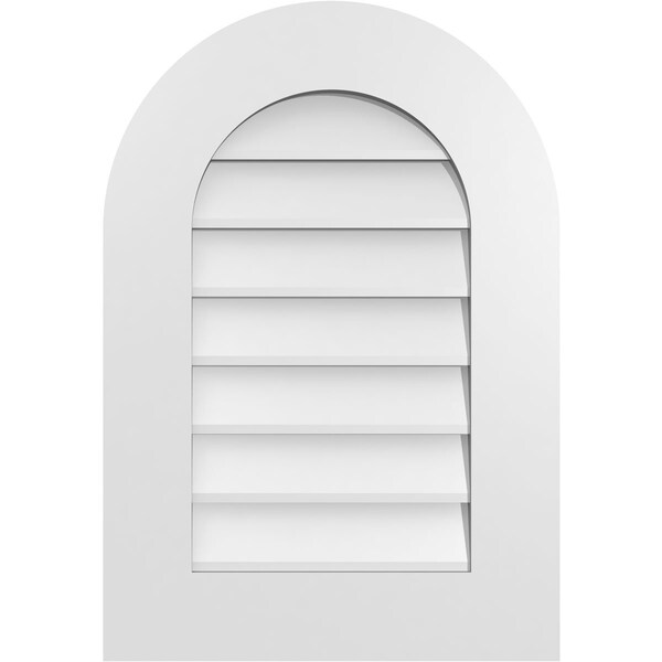 Ekena Millwork Round Top Surface Mount PVC Gable Vent: Non-Functional, w/ 3-1/2"W x 1"P Standard Frame, 18"W x 26"H - GVPRT18X2601SN